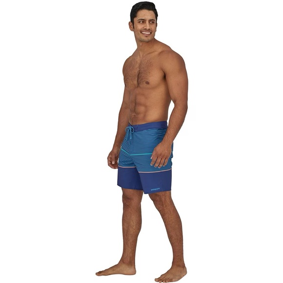 Patagonia Stretch Hydropeak 18in Boardshort Olivas Stripe/Anacapa Blue - Picture 1 of 4